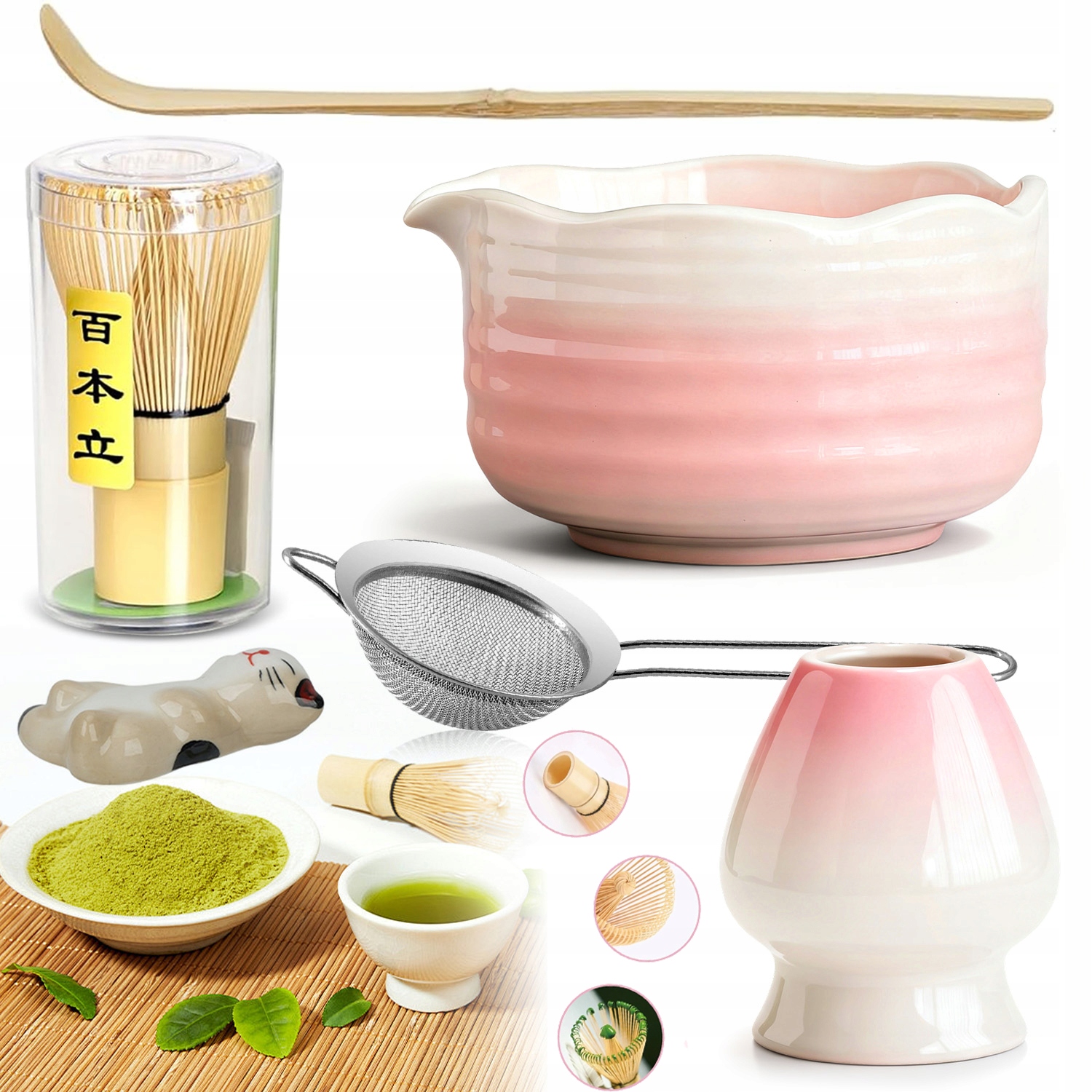 Levně 6 Ks Dárková Sada Na Čaj Matcha Čajová Sada Matcha Keramika