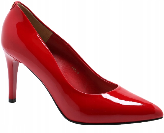 Červené lakované lodičky polobotky klasické kožené Sala 36