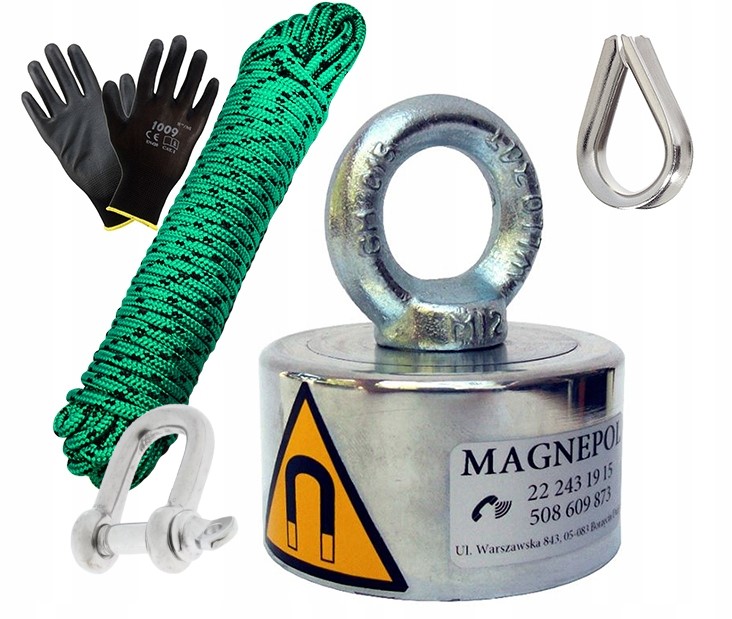 Magnet Neodymový 350 kg Držák 82x40 Set Lano