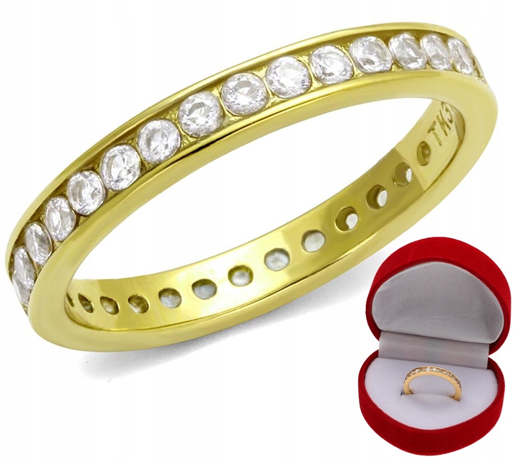 Zlatý prsten s zirkony, prstýnek a zirkony, přistýlka Crystal Love vel.20