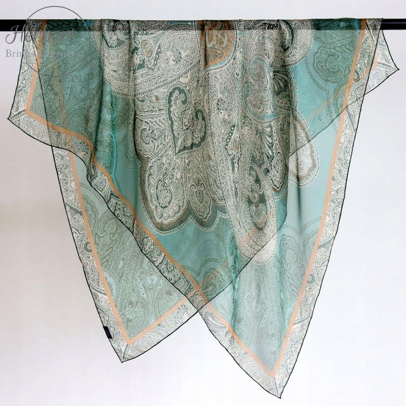 Dámský šátek ze 100% hedvábí z vysoce kvalitního šifonu, 103 cm čtverečních