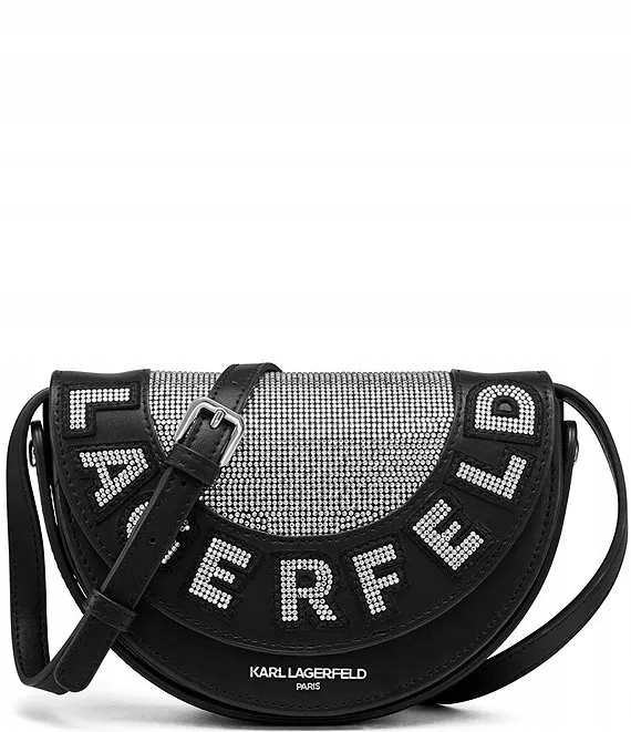 Karl Lagerfeld dámská kožená kabelka, crossbody Marlette černá s kamínky