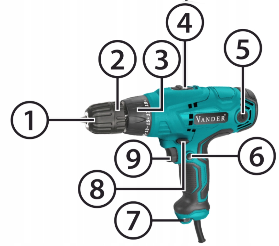 WIERTARKO WKRĘTARKA SIECIOWA PRZEWODOWA VANDER Kod producenta VWE736