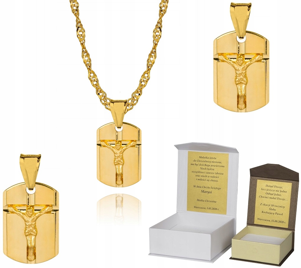 Zlatý řetízek stříbro medailon 50 cm Dedikace S3M19