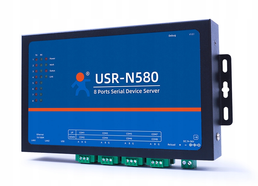 8 kanálový převodník RS485 na Ethernet USR-N580