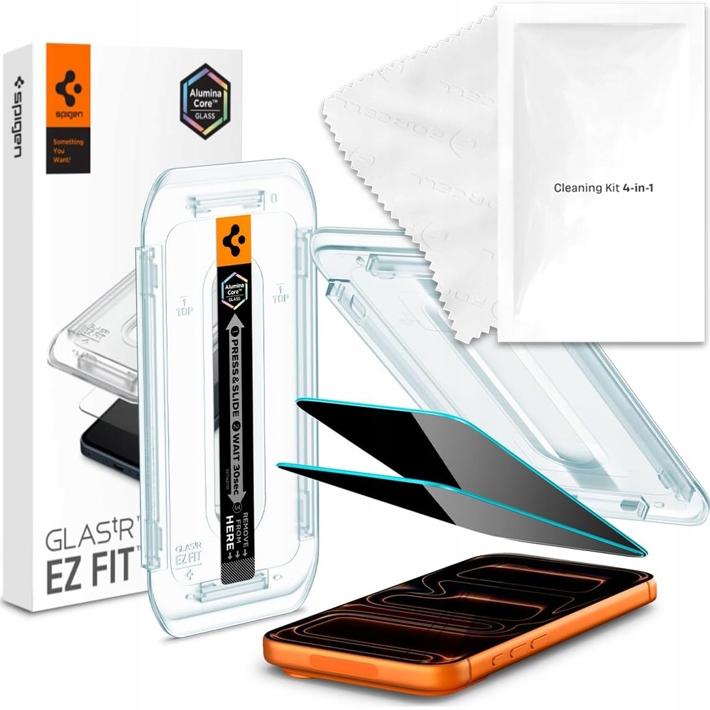 Ochranné Sklo Spigen s privátním filtrem Glass pro iPhone 17 Pro Max s aplikátorem a hadříkem