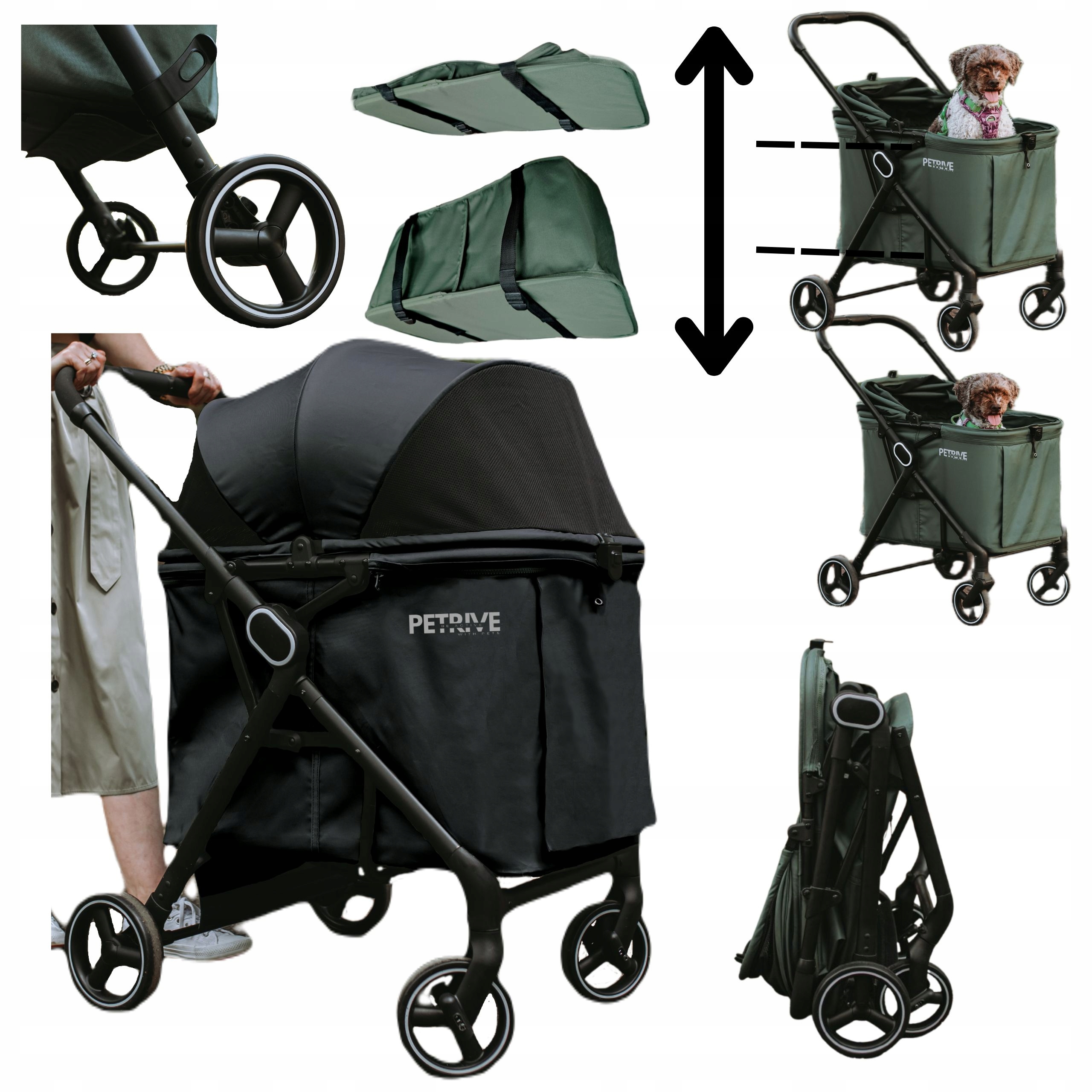 Levně Vozík pro psa s nastavitelnou výškou, přepravka pro kočky, Petrive do 30 kg