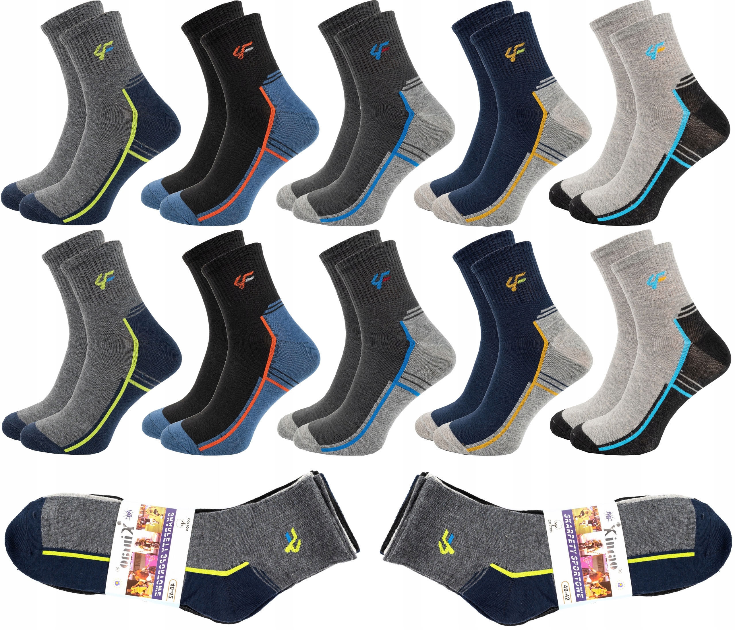 

10xPar Bawełniane Skarpety Sportowe Skarpetki