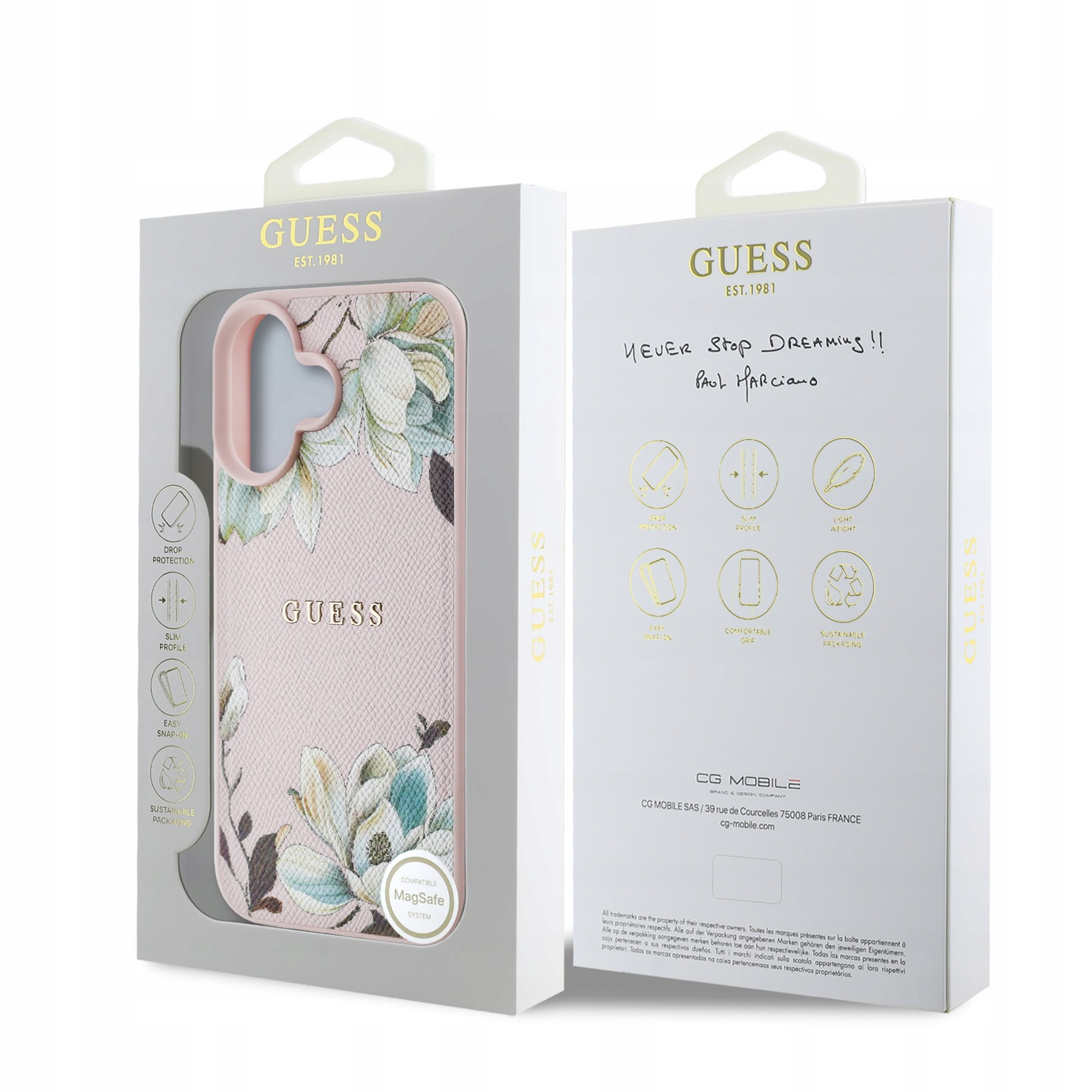 Guess Pu Grained Magnolia MagSafe Zadní Kryt pro iPhone 16 Pink