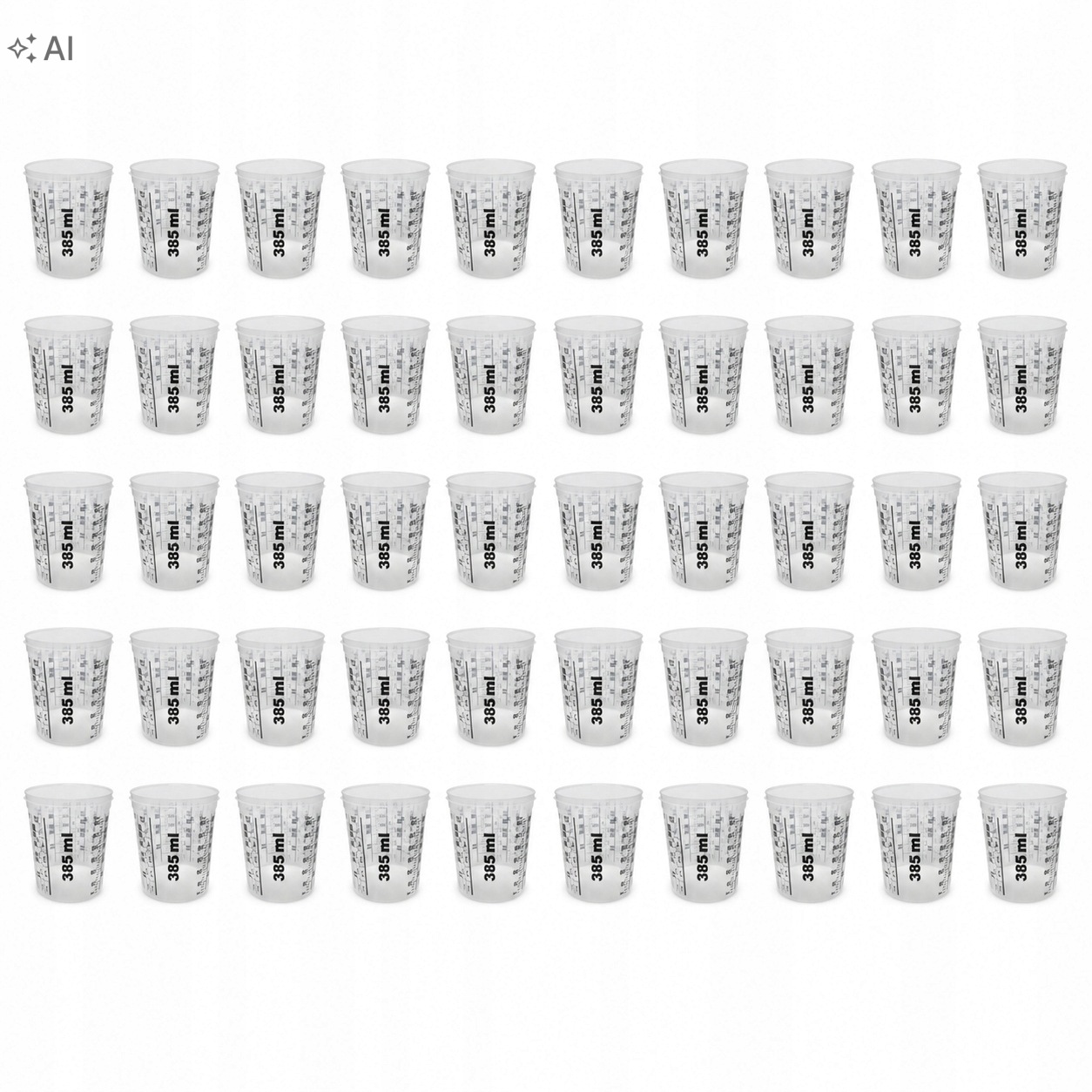 Kubki lakiernicze 385 ml 50 szt. z podziałką do mieszania farb