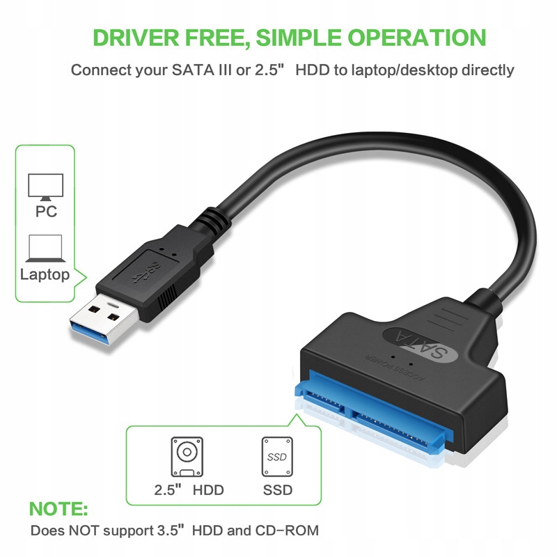 Adapter USB 3.0 na SATA HDD Adapter SSD Producent bez marki