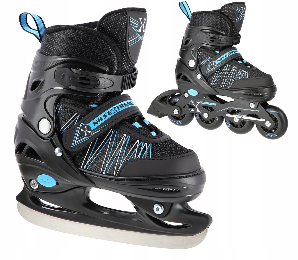 Rolki Z Regulacją 2w1 Łyżworolki Łyżwy Rekreacyjne Niebieskie Nils 31-34