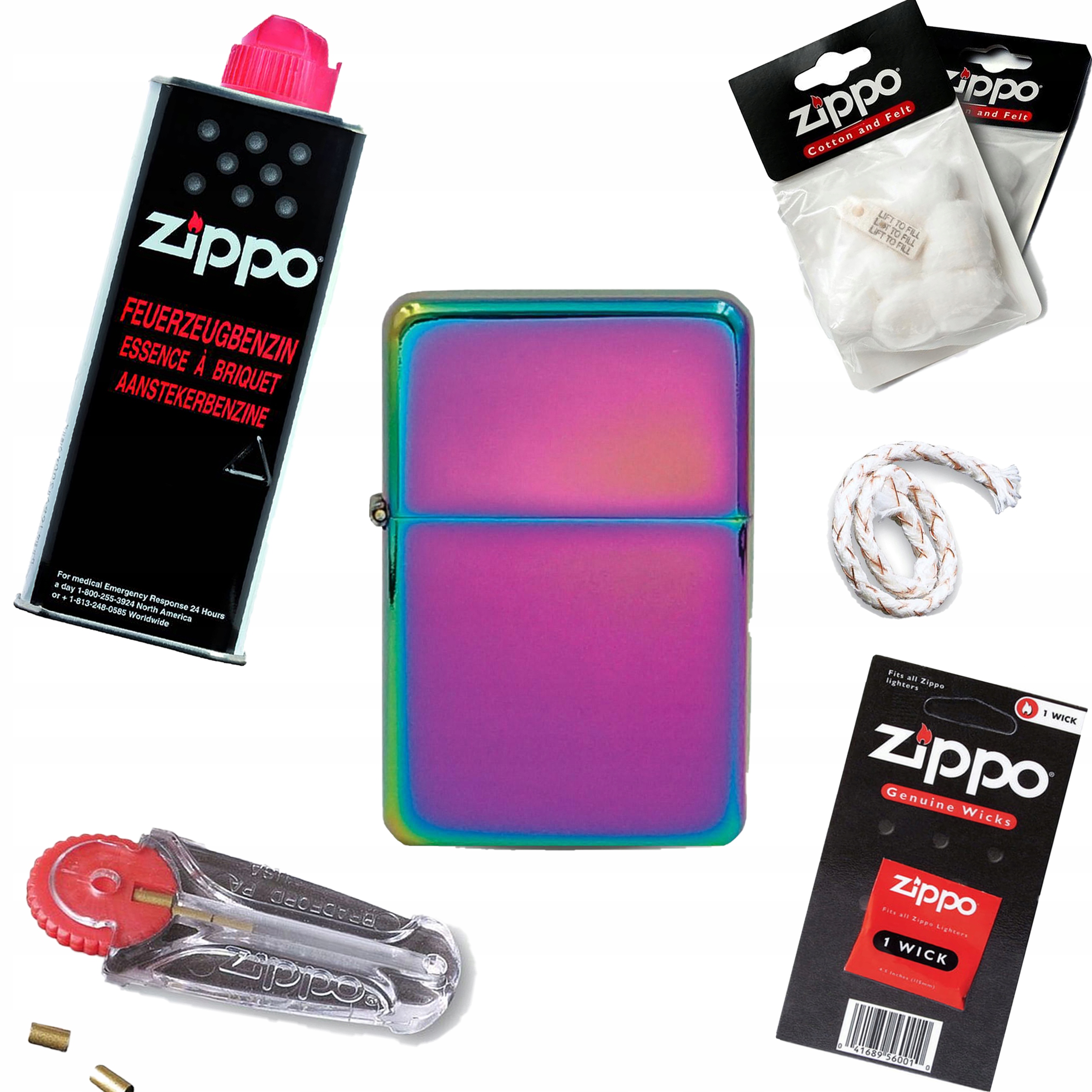 Zestaw zapalniczka benzyna Zippo knot wełna