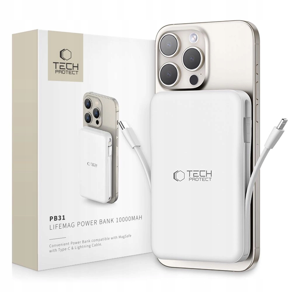 Powerbank Tech-Protect LifeMag PB31 z MagSafe 10000mAh 15W Usb-c Usb-a