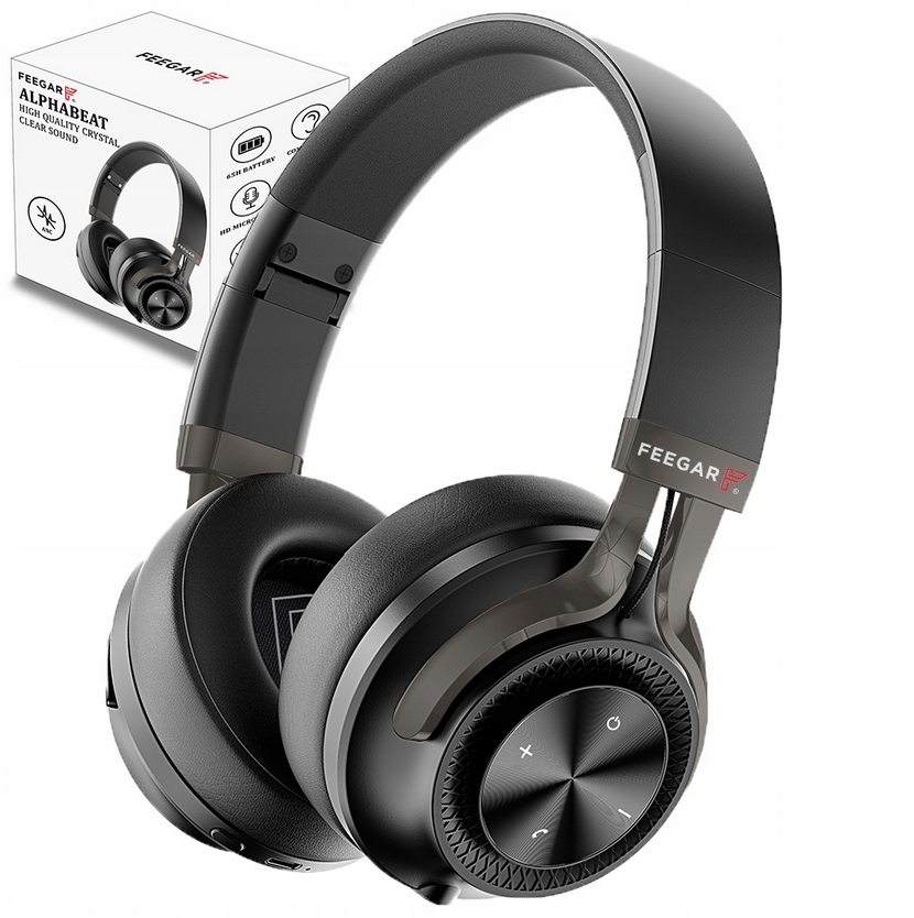 Bezdrátová sluchátka Anc 65H Feegar AlphaBeat přes uši, černá, Bluetooth