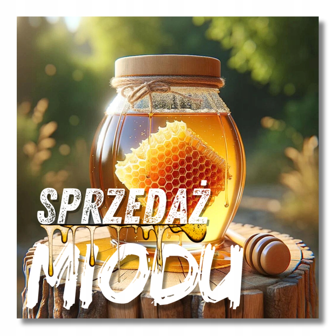 Trwały Baner Reklamowy Sprzedaż Miodu, miód 100x100cm Reklama, Plandeka