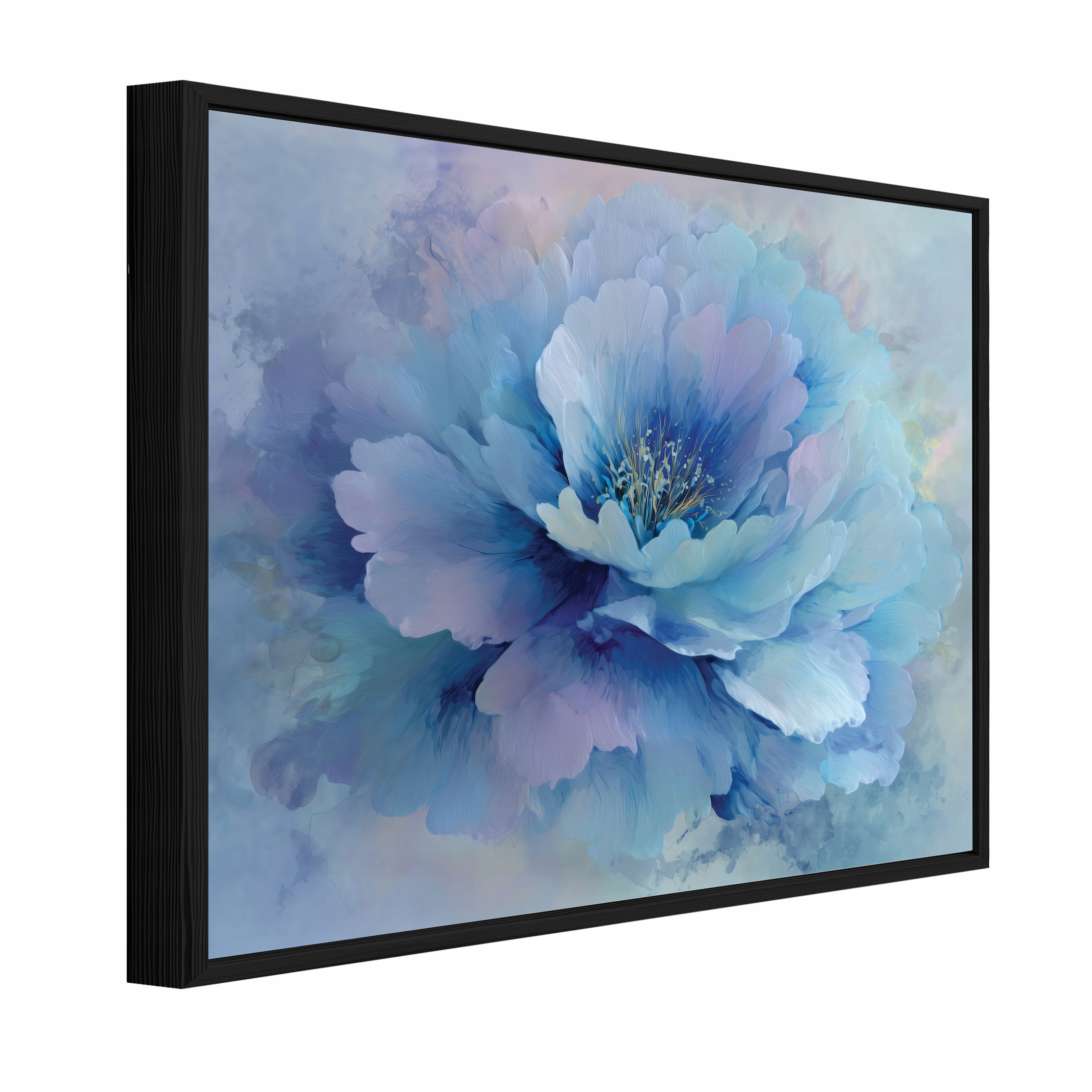 Obraz V Černém Rámu Na Plátně Modré Květiny Obývací Pokoj Ložnice 100x70