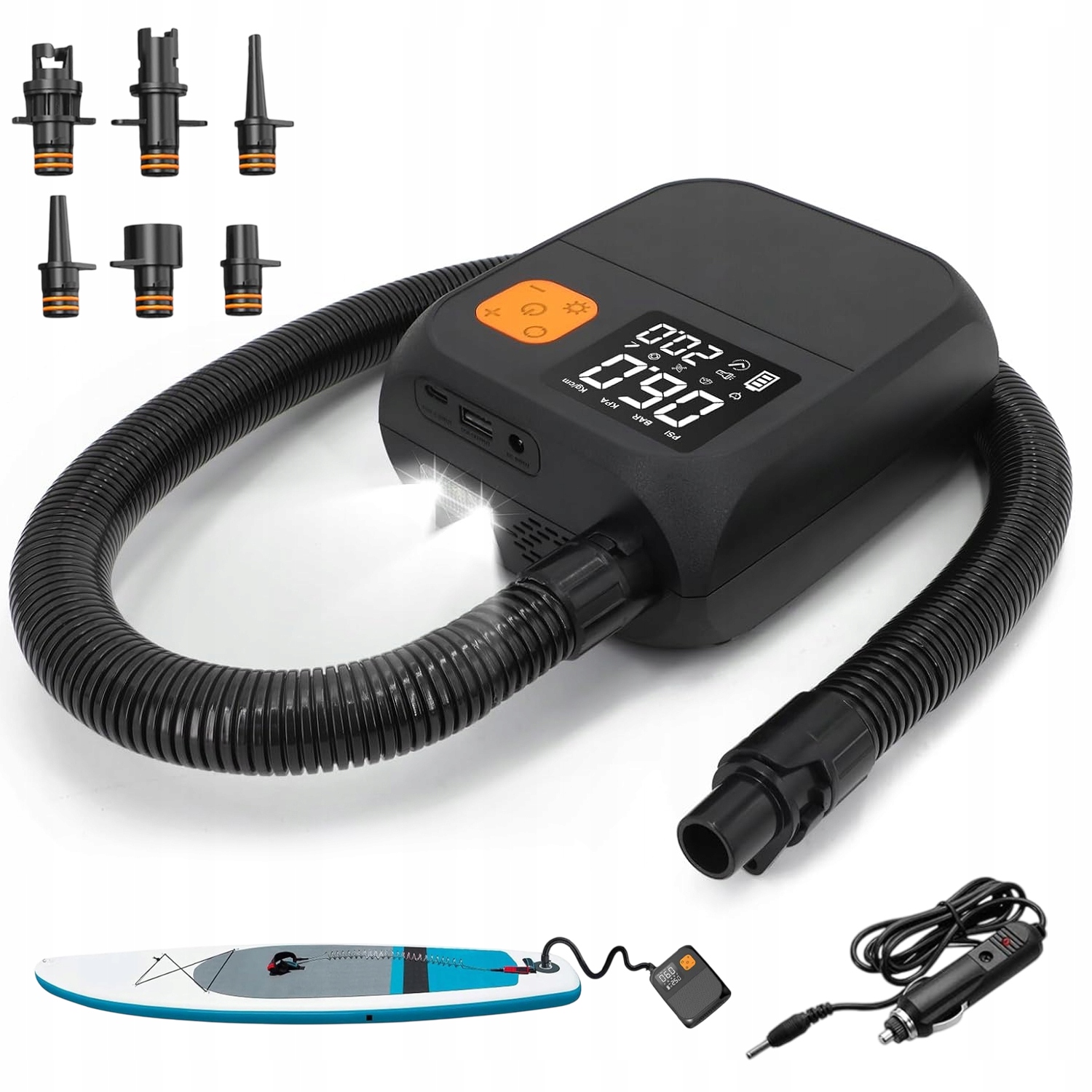 Přenosná Pumpa Na Veslovací Prkno 25PSI Elektrická Kompresorová 8000MAH