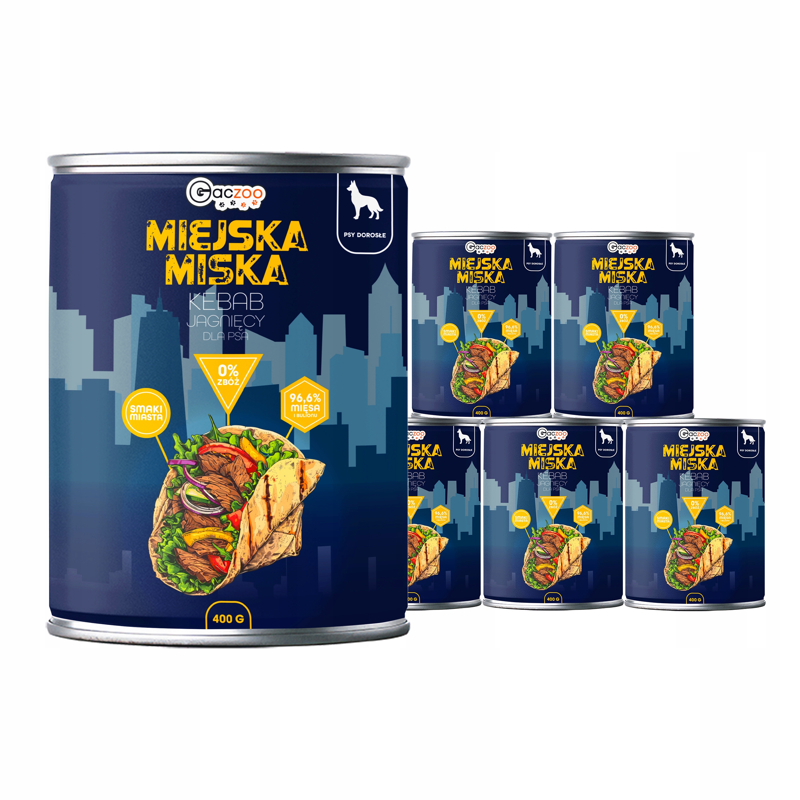 Levně Krmivo pro psa Městská miska Gaczoo Jehněčí kebab 6 x 400 g bez obilovin