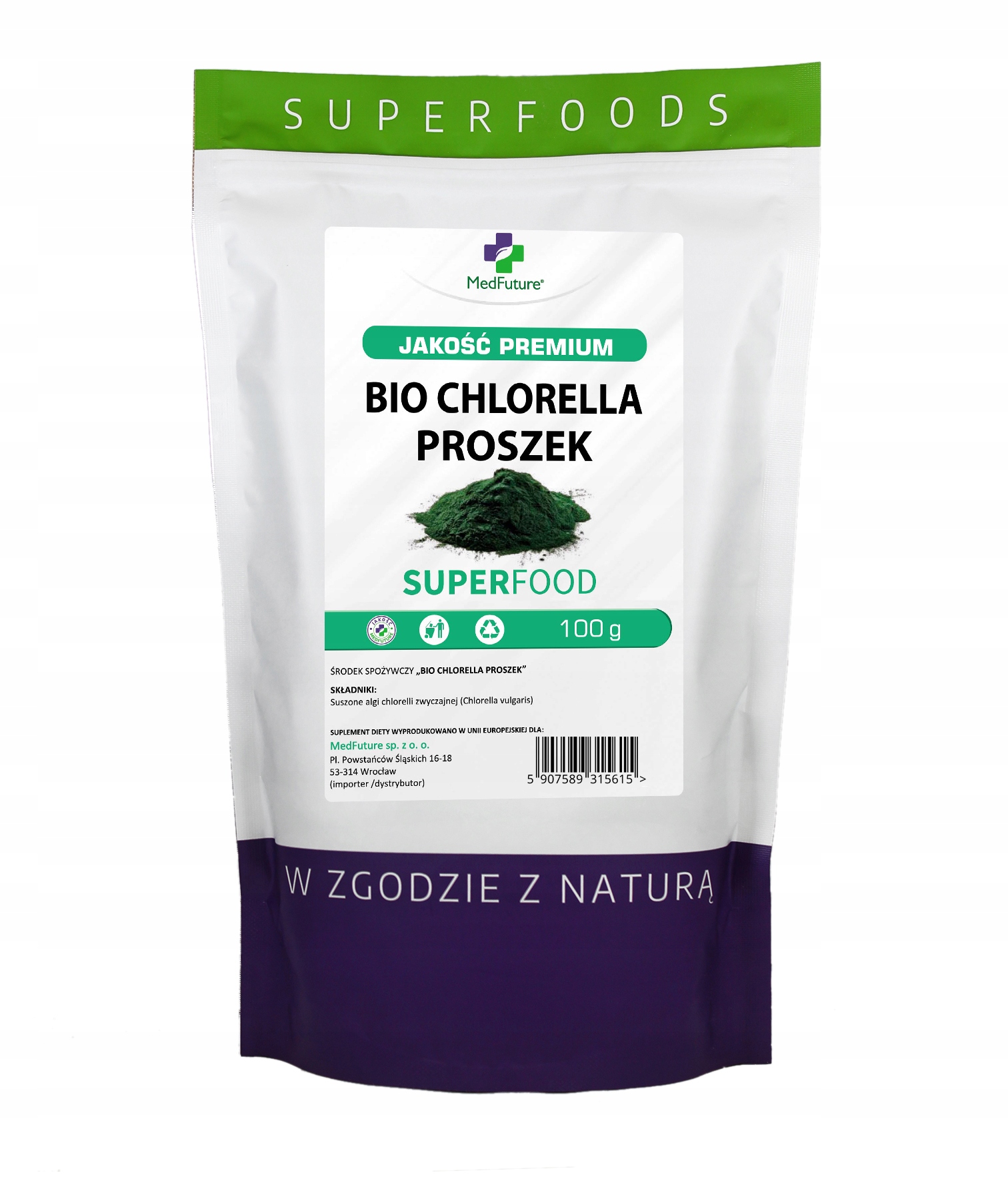 

Chlorella Bio w proszku chlorella vulgaris 100g