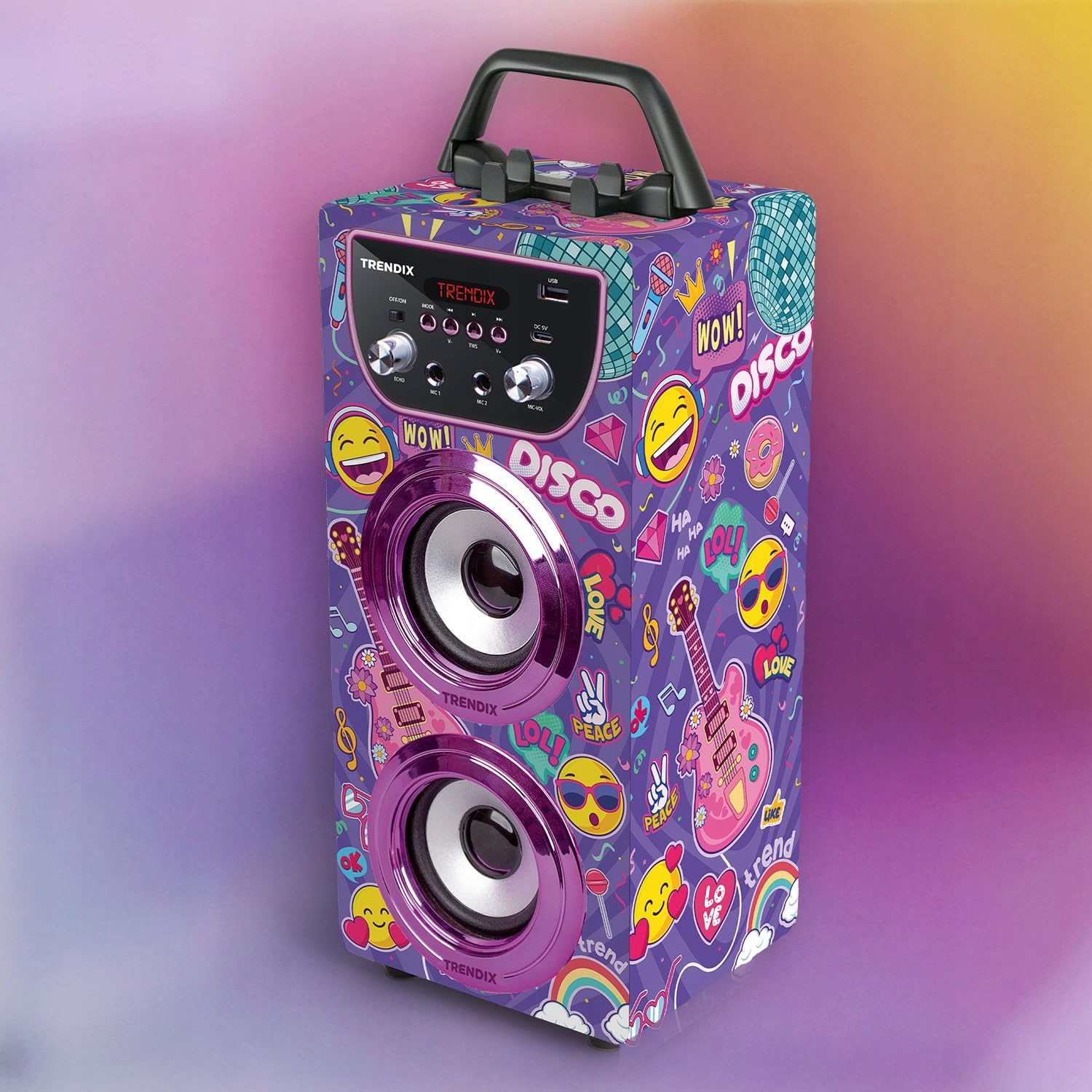 TRENDIX Karaoke Dla Dzieci Różowy Zestaw Z 2 Mikrofonami USB Bluetooth — miniatura 6