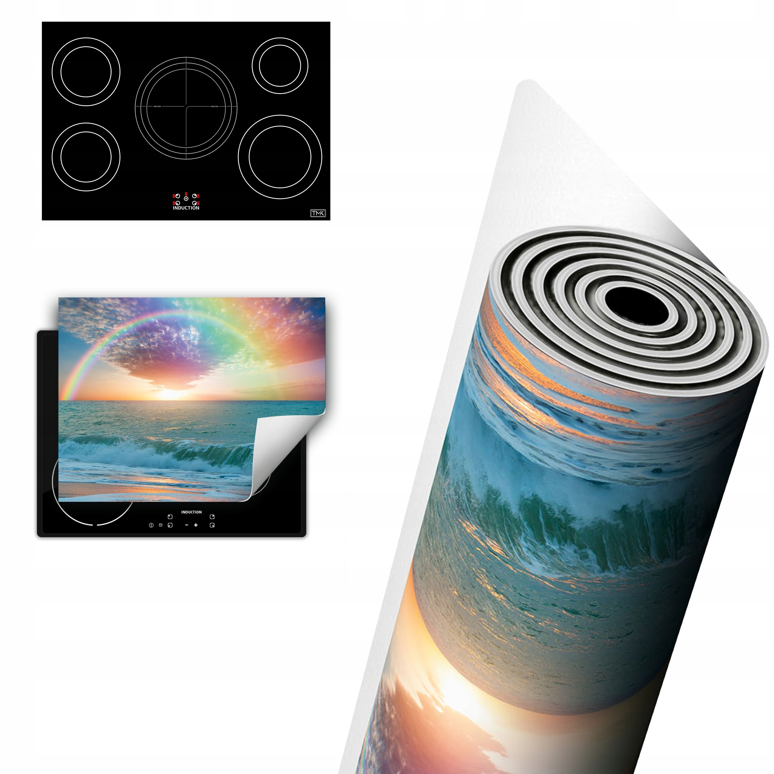 Vinylová Ochrana Na Indukci Pracovní Deska 80x52 moře pláž