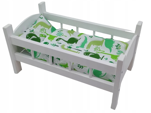 ŁÓŻECZKO DREWNIANE BIAŁE dla lalek +POŚCIEL