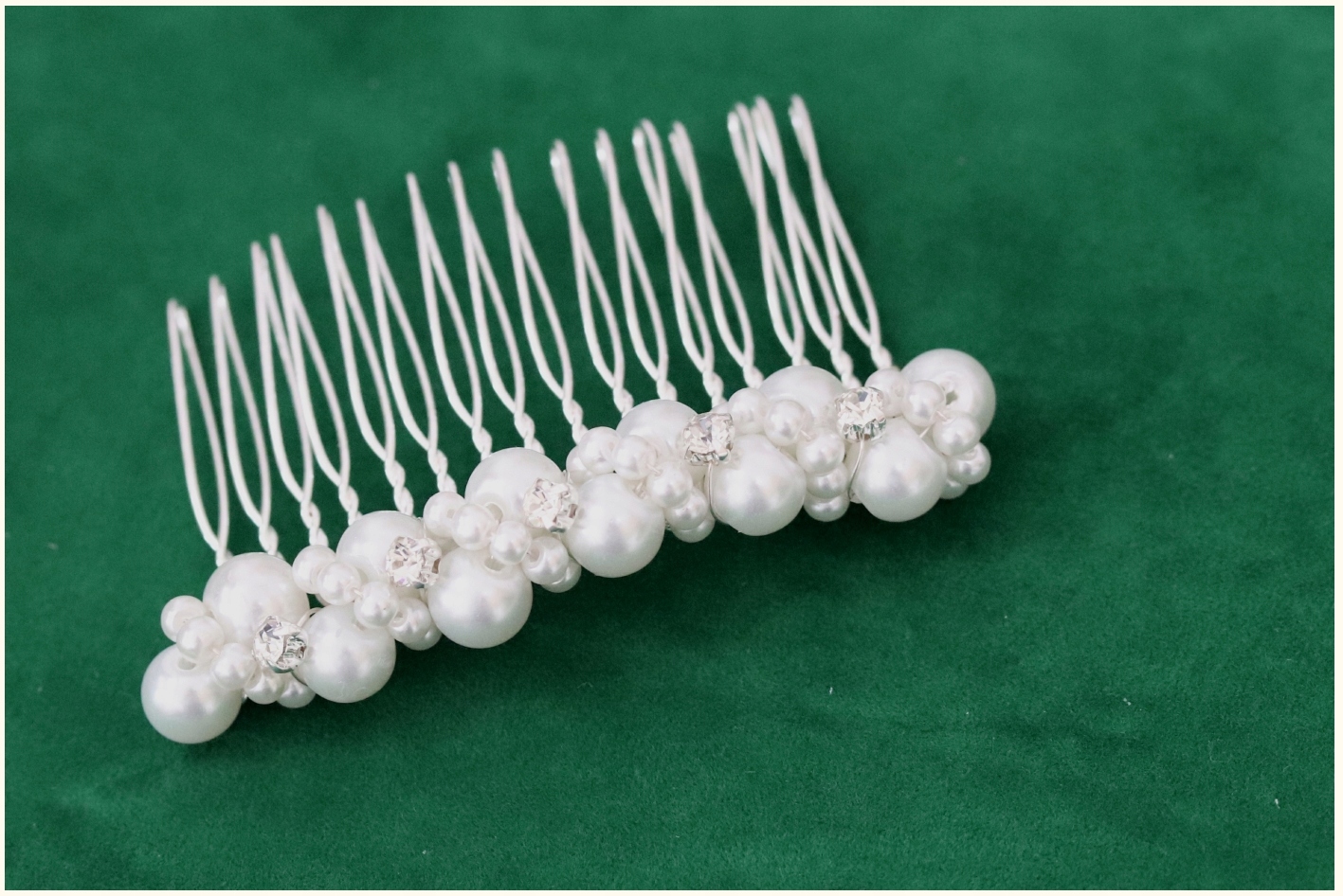 Ozdoba do włosów grzebyk ślubna perełki kryształki Model WG49
