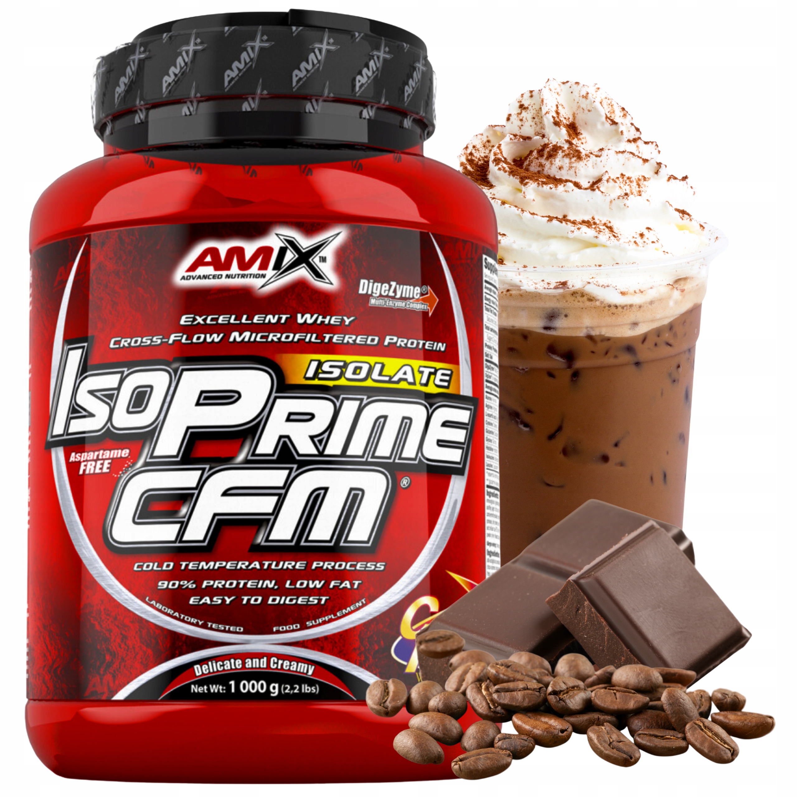 Protein Wpi Amix Isoprime Cfm 1 kg Proteinový Izolát Mokka-Čokoláda bez laktózy