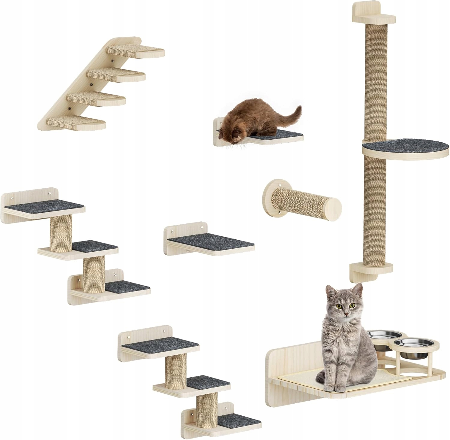 Lezecká stěna pro kočky 8-dílná Škrabadlo Pro Kočky Sada na zeď