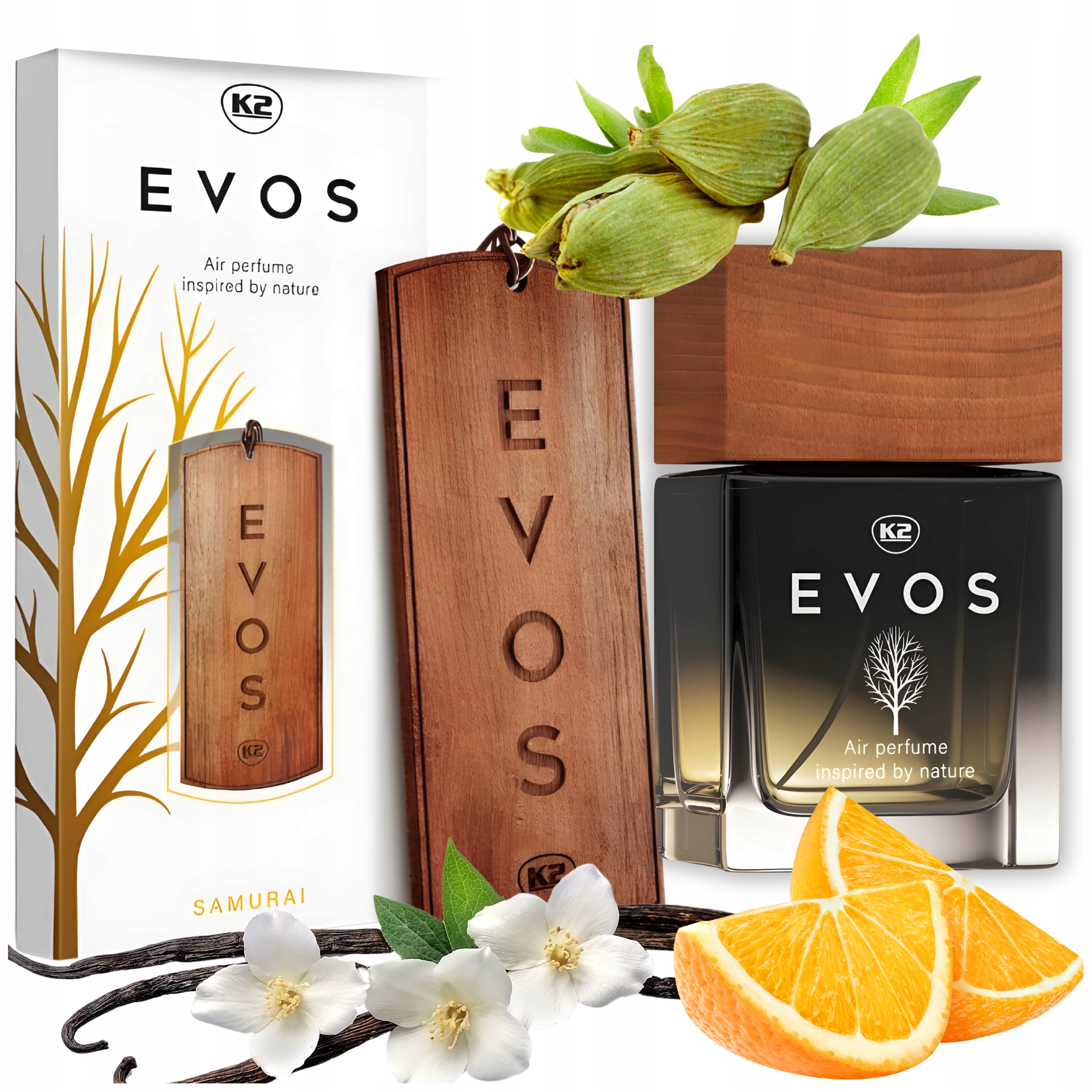 ZAPACH PERFUMY DO SAMOCHODU K2 EVOS SAMURAI ZESTAW PERFUMY + ZAWIESZKA