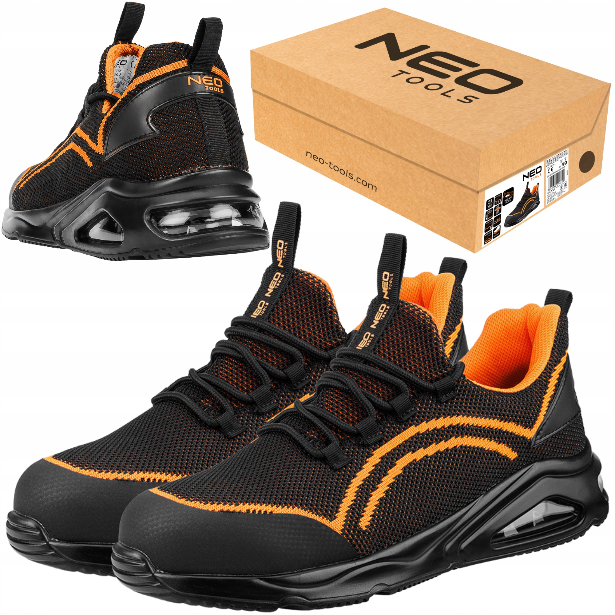 Neo Buty Robocze Męskie Airbag Lekkie Podeszwa Air Z Metalowym Noskiem