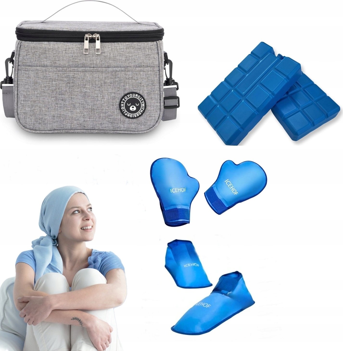 Zestaw rękawic kapci żelowych terapii onkologicznej Wkłady Torba chłodząca