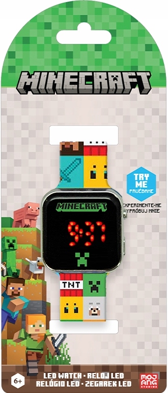 Orologio Minecraft A LED - Design Digitale Con Cinturino Stampa Ufficiale, Display Rosso - Foto 6
