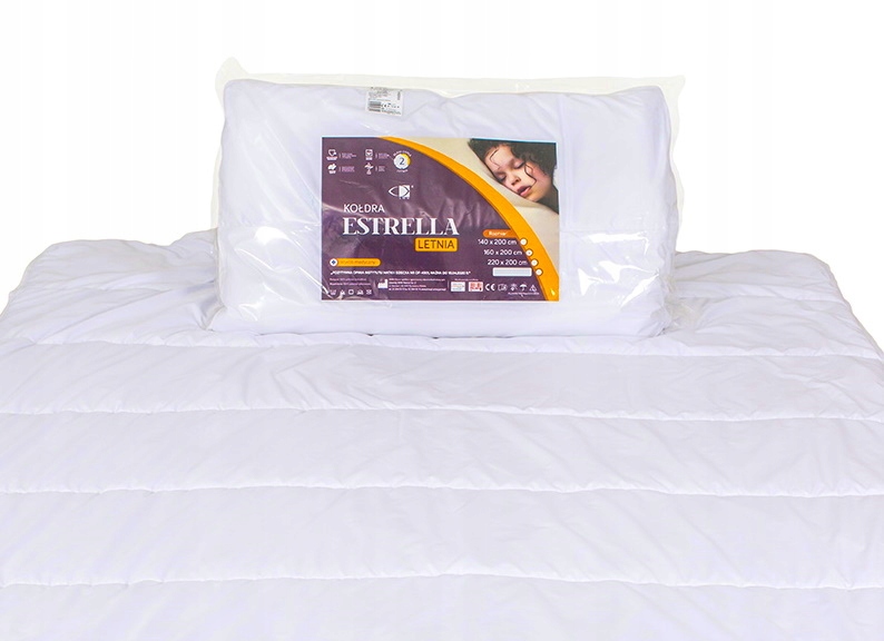 ANTYALERGICZNA Kołdra Estrella LATO 160x200 Cienka LEKKA LETNIA Biała AMW Wyrób medyczny tak
