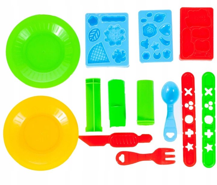 CIASTOLINA MASA PLASTYCZNA 8 SZTUK 400G KOLOROWA MASZYNKA AKCESORIA SZABLON Płeć chłopcy dziewczynki