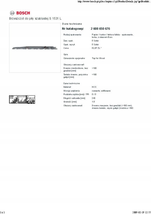 BRZESZCZOT DO PIŁY SZABLASTEJ S1531L 5SZT.