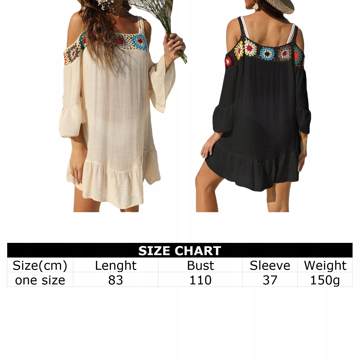 LETNIA SUKIENKA PLAŻOWA Z ODKRYTYMI RAMIONAMI Płeć kobieta