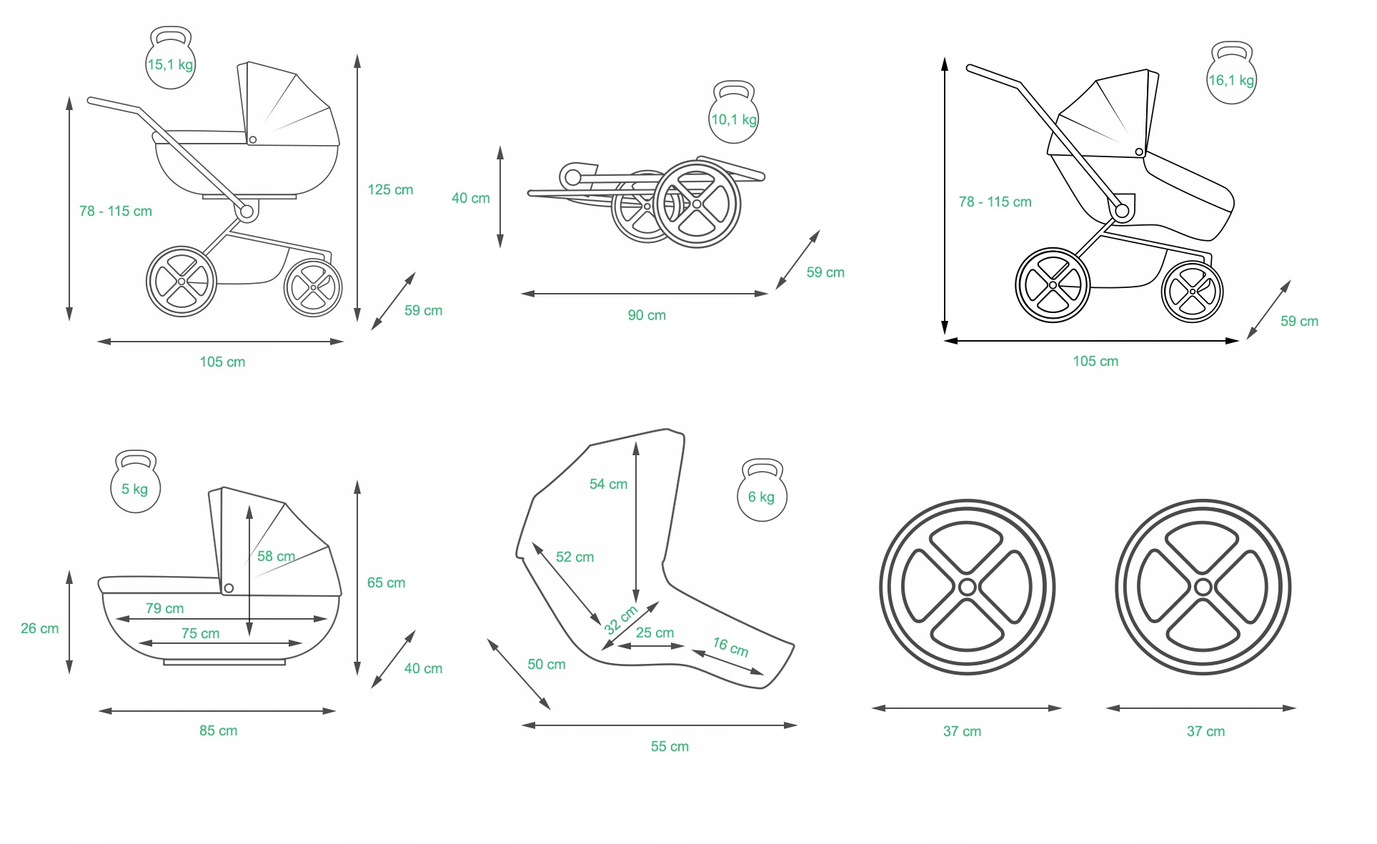 Wózek 4w1 dziecięcy BabyLux Margaret + baza Isofix Zestaw 4w1
