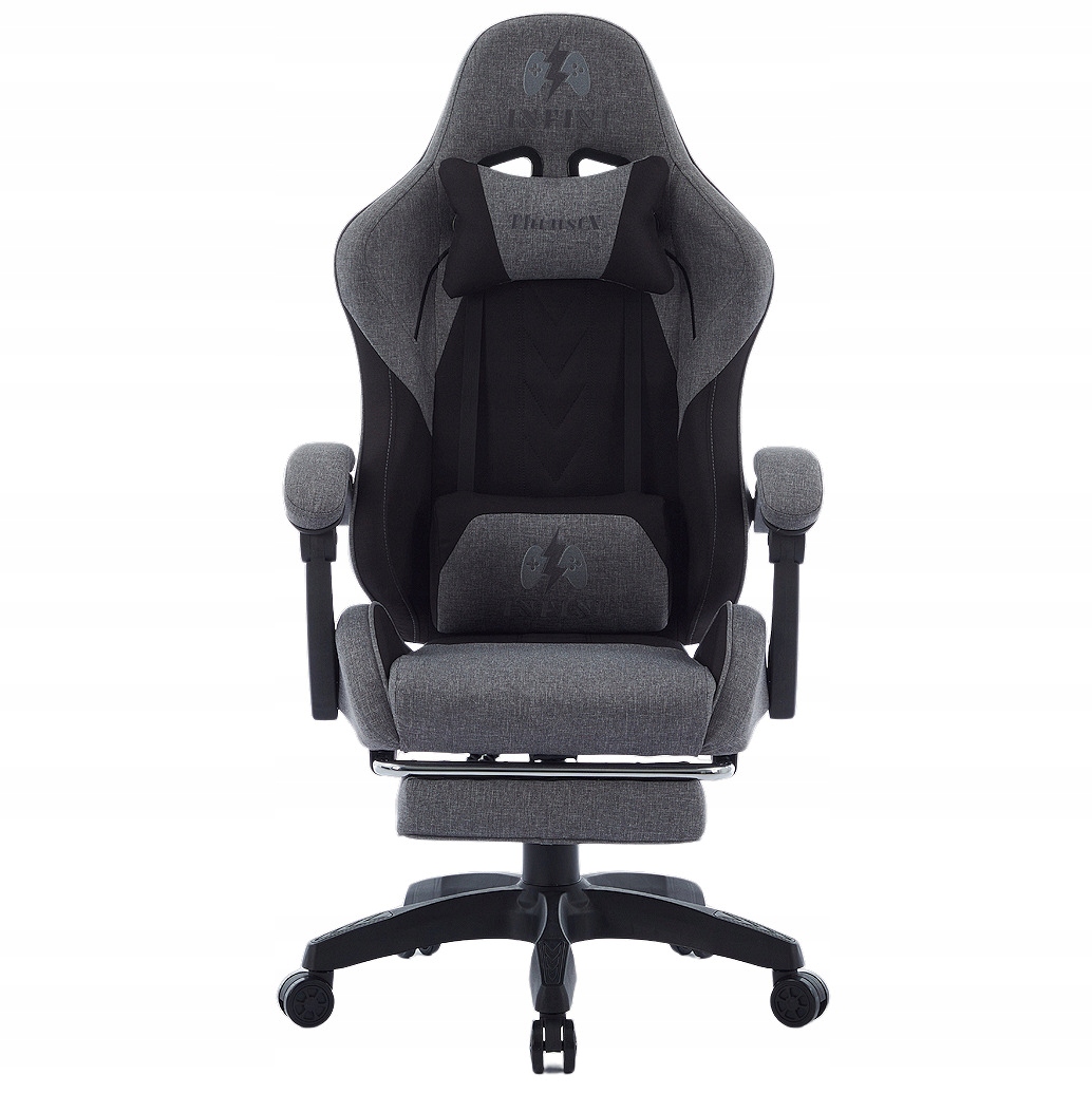 Herná stolička Infini ThrustX Black/Dark Grey – ergonomická s podnožkou