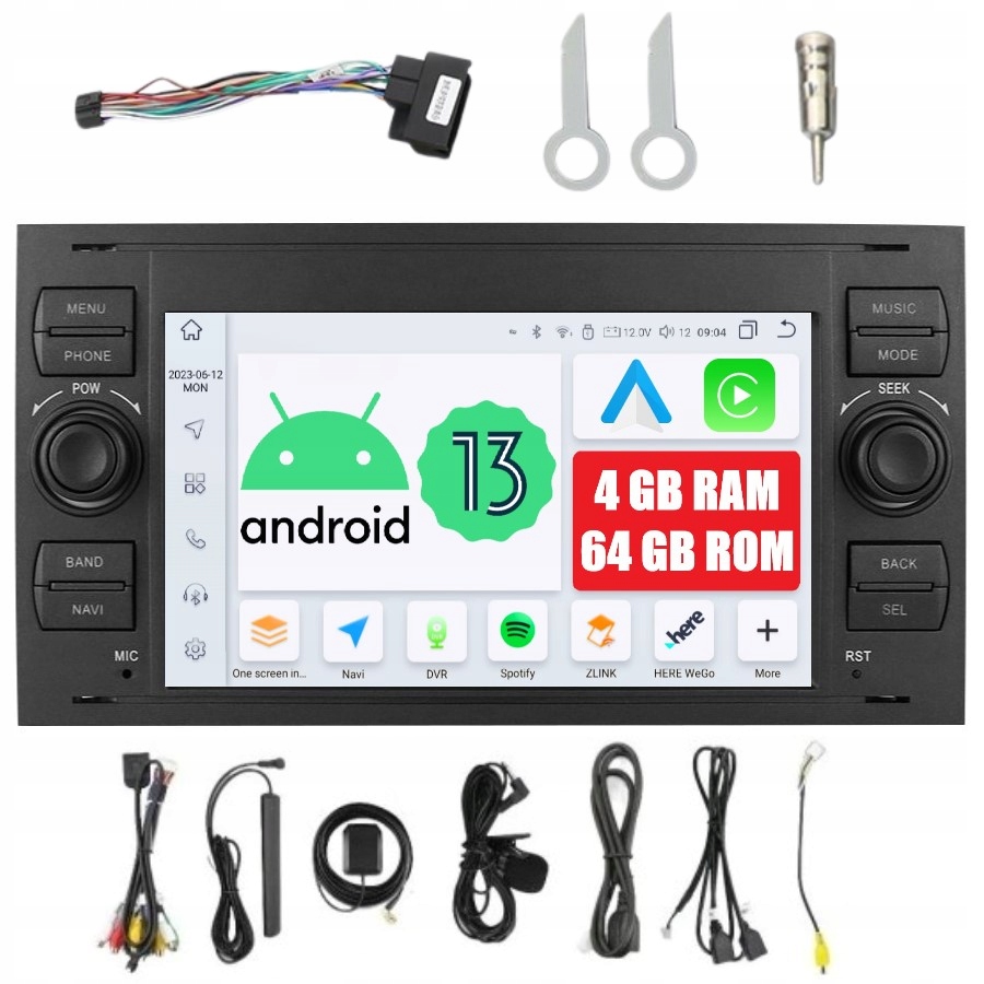 Autorádio S Androidom Ford Connect Focus 2 C-max S-max Galaxy Kuga Mondeo 4 Carplay