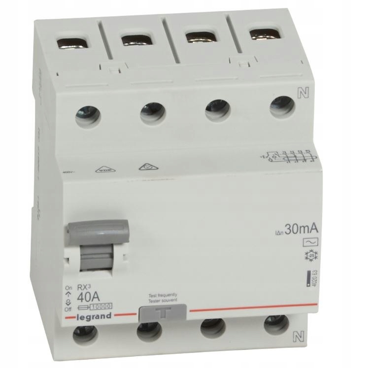 Proudový spínač RX3 4P 40A 30MA Typ Ac