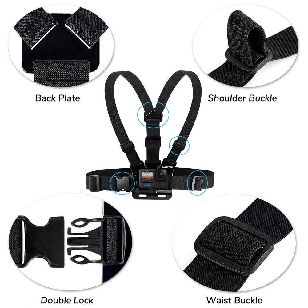 Pas Na Klatke Piersiowa Regulowany Do Kamer Sportowych GoPro DJI Sametop — miniatura 2