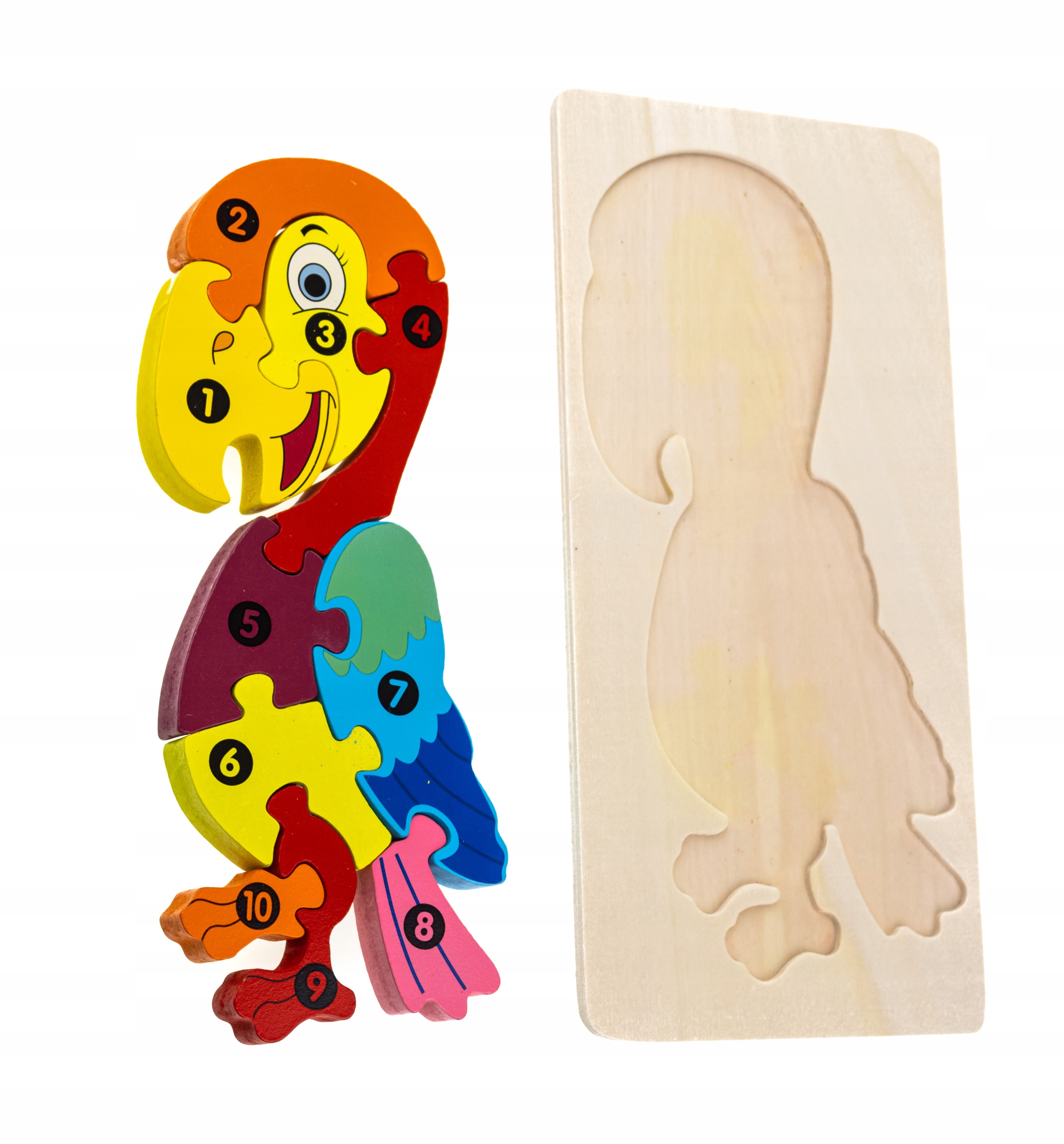 DREWNIANA UKŁADANKA PUZZLE PAPUGA Stan opakowania oryginalne