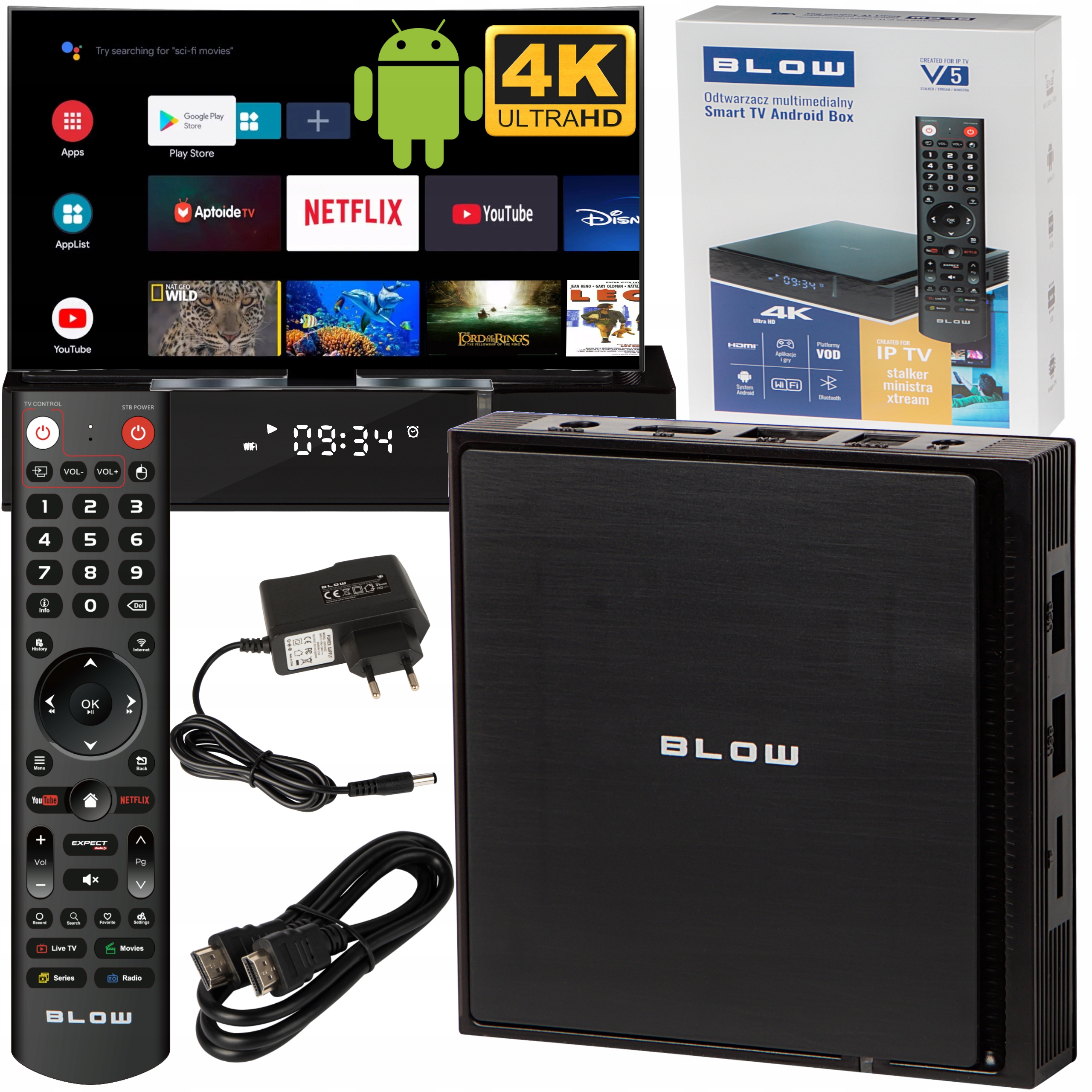 SMART BOX TV ODTWARZACZ MULTIMEDIALNY 4K ANDROID 11 WIFI PILOT CHROMECAST