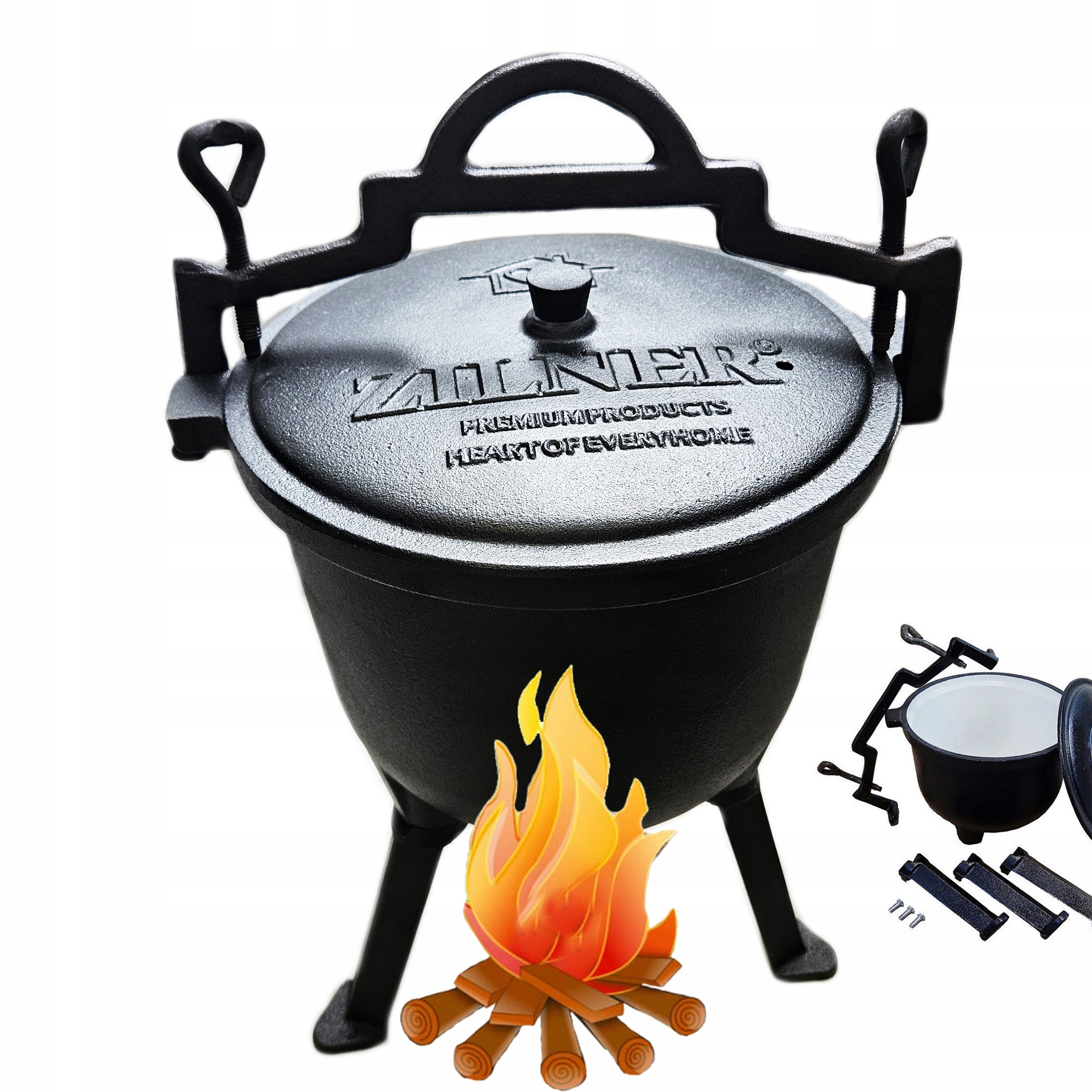 Kociołek Na Grill Ognisko Żeliwny Garnek Myśliwski Węgierski Emaliowany 10L