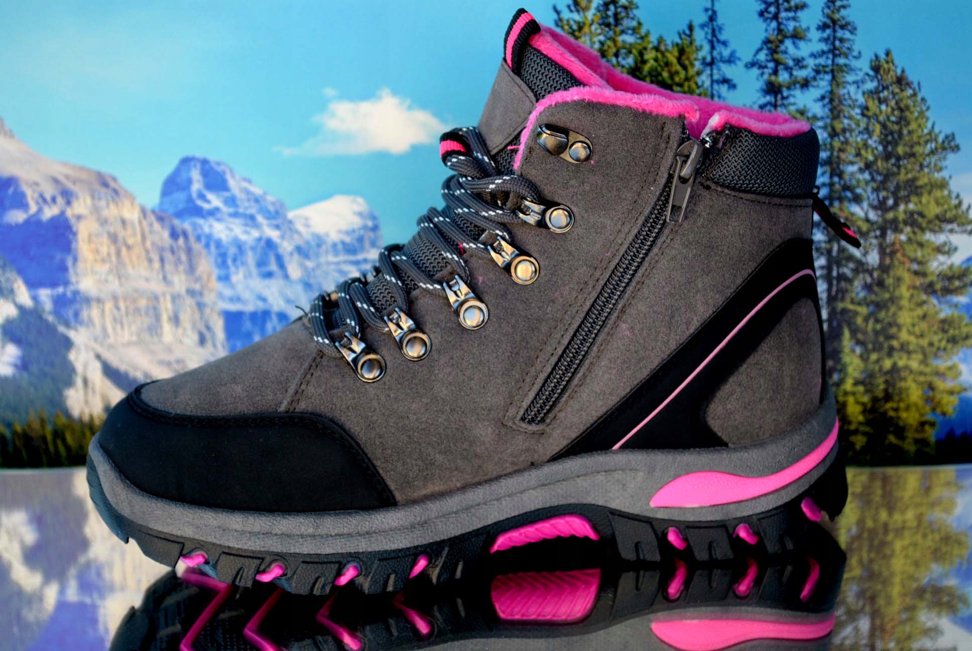 BUTY ZIMOWE OUTDOOR TREKINGI ŚNIEGOWCE TURYSTYCZNE SPORT MŁODZIEŻOWO DAMSKI Kod producenta BUTY MOCNE TREKINGI ZIMA