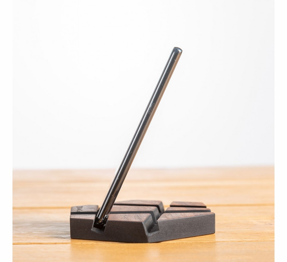 KHAKI DREWNIANY STOJAK POD TELEFON UNIWERSALNY UCHWYT DO TELEFONÓW I TABLETÓW