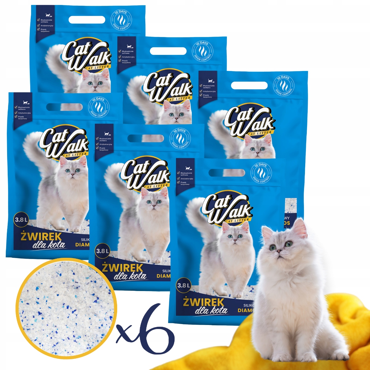 Levně Silikonové stelivo stelivo pro kočky CatWalk Diamonds 22,8 l sada ks