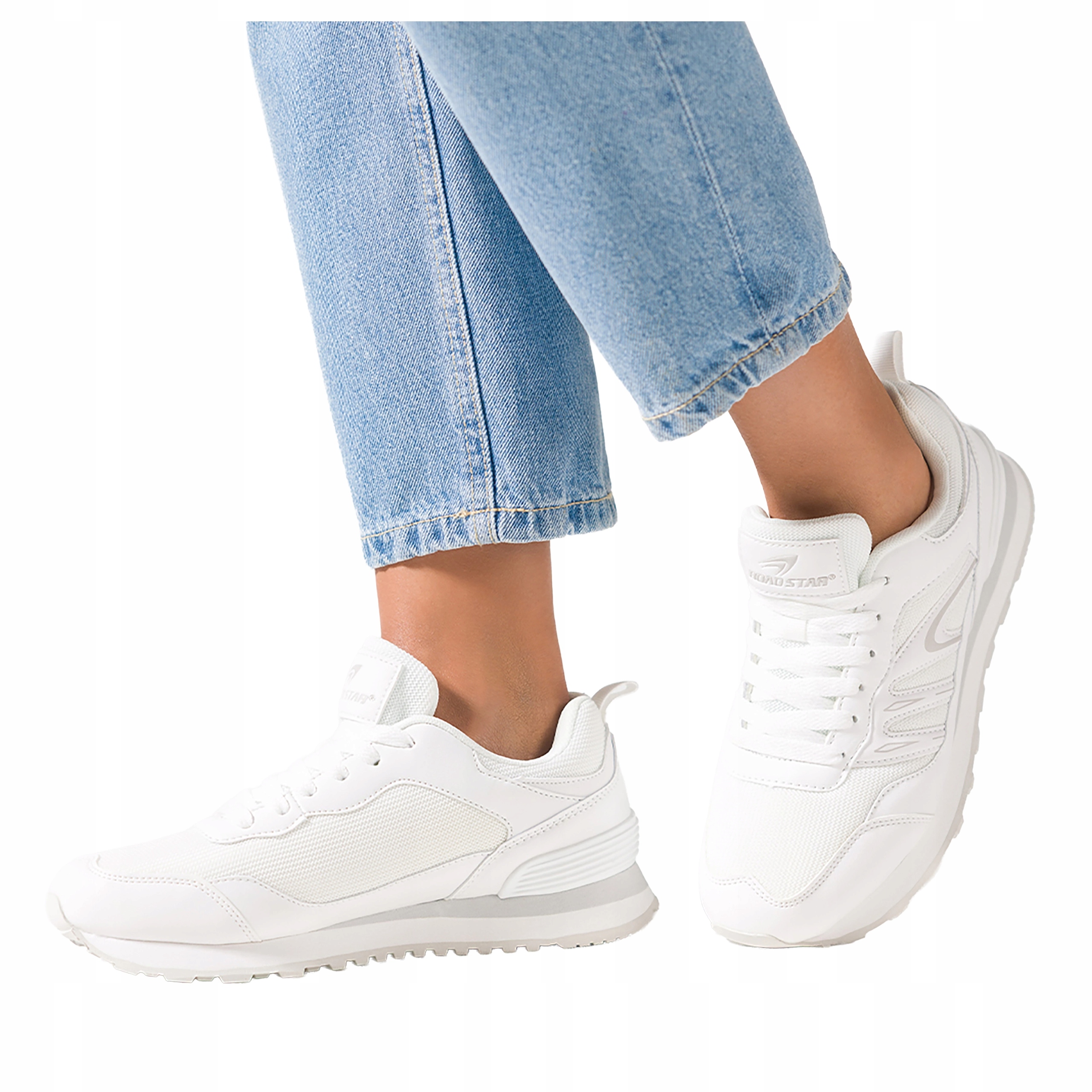 Sneakersy Bílé Dámské Sportovní Drážkované Podrážka Šněrovací Pohodlné r 41